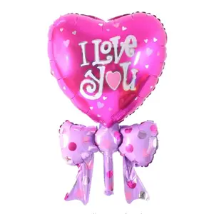 Обручальные свадебные сувениры украшения с бантами и рисунком сердца, воздушный шарик из фольги в форме, свадьба, вечеринка, воздушные шары расходные материалы