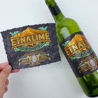 Étiquette de bouteille noire texturée en or 24 carats en relief 3D de luxe, papier texturé hydratant, votre design, impression givrée, étiquette noire pour bouteille