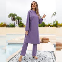 Vente en gros de 3 pièces de maillots de bain islamiques modestes pour femmes, burkini, maillot de bain musulman pour femmes