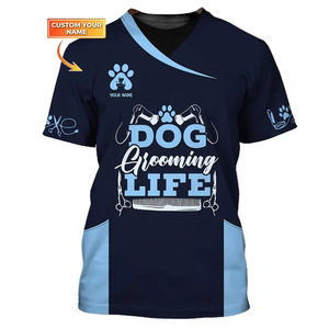 T-Shirt Personalizzata per Toelettatori di Animali <span class=keywords><strong>con</strong></span> Stampa Forbici, in Poliestere Spandex Leggero, Vestibilità Regolare, Asciugatura Rapida - Product Image 2