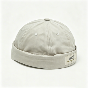 Casquette Docker Vintage sans Bord en Coton pour Adultes, Chapeau Melon à Revers Roulé, Étiquette Tissée Personnalisée, Vente en Gros, Usage Quotidien pour Hommes - Product Image 2