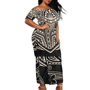 Puletasi Ropa Venta al por mayor Venta directa Tatuaje de tótem polinesio Diseño único Vestido elegante Isla personalizada Conjunto de dos piezas Vestido - Product Image 2