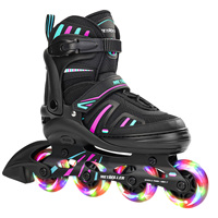 Patins à roulettes ajustables pour enfants avec roues en PU pour garçons, filles, adultes, adolescents, roulements ABEC-7 entièrement lumineux, imperméables
