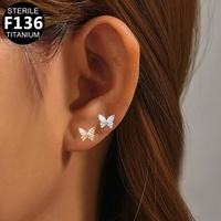 Getta Luxury High-End F136 Titanium Ear Bone Nail Lip Nail Inner Dent Screw Cartilage Nail Fashion Piercing Jewelry Stone Shell
