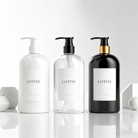 Bouteille pompe ronde en PET transparent de 500 ml pour savon liquide, gel douche, vente en gros
