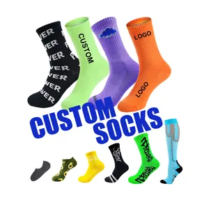Calcetines con logotipo personalizado para hombre y mujer, calcetín deportivo Unisex, 100% algodón