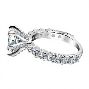 Anillos de Boda de Moissanita con Corte Brillante Clásico, Chapados en Rodio, Plata de Ley, Certificados por GRA, VVS1, Ruizuan, Venta al por Mayor - Product Image 4