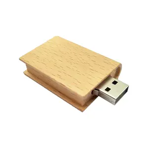 Cuốn sách hình dạng món quà bằng gỗ ngón tay cái Ổ Đĩa USB 2.0/3.0 biểu tượng tùy chỉnh USB Pendrive Keychain USB Flash Drive 4GB 8G 16G 32G