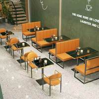 Ensemble de canapés minimalistes pour restaurant, mobilier commercial en métal personnalisé, pour bar, café, thème occidental, avec verre