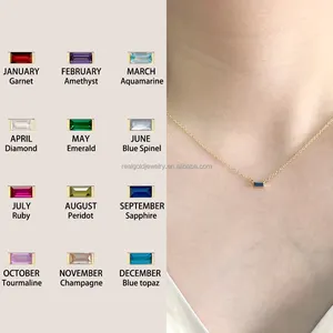 Sapphire September Birthstone Sliver Necklace With Zircon Wholesale 925 Jewelry Simple Design Colorful Stone Jewelry For Woman