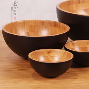 Natural Bamboo Bowls Set Solid Color JZW 09 For Salad Fruit Storage Japanese Style - Product Image 1