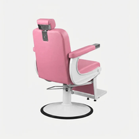 Fauteuil de Barbier Hydraulique Réglable en Hauteur, Inclinable, Siège de Coiffure en PU, Base Ronde Chromée, Repose-Pieds