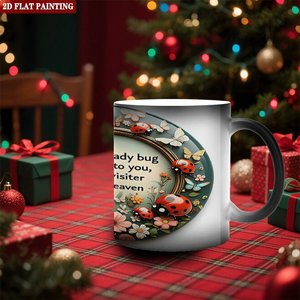 Frosted Black 11oz <b>Ceramic</b> Mug Heat Activated <b>Cup</b> With Ladybug Design And Inspirational Quote - Product Image 2