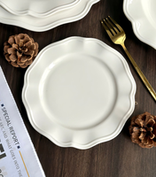 Assiette en céramique gaufrée rétro moderne française, bol à dessert, pudding et soupe en porcelaine haute résistance et haute température, vaisselle de luxe tendance