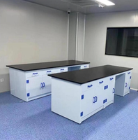 Banc de laboratoire en polypropylène résistant aux acides et aux alcalis, banc latéral ou îlot de travail avec étagère à réactifs pour laboratoire de chimie