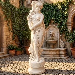 Statuetta Artigianale in Marmo di Carrara Abundantia/Ceres - Dimensioni Completamente Personalizzabili, Dettaglio Cornucopia e Finitura in Pietra - Product Image 2