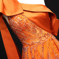 Jancember SZ323 Élégant Orange Une Épaule Perles Diamant Soirée Occasion Robes Formelles