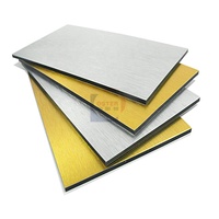 Panel compuesto de aluminio con cepillo para decoración de paredes interiores Acm de 3mm con panel sándwich intacto de color dorado con cepillo