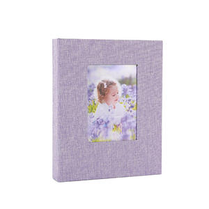 Álbum de fotos de lino superventas transfronterizo de 6 pulgadas, estilo intercalado con páginas interiores de PP con ventana, álbum de fotos - Product Image 1