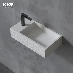 Fregaderos de baño de encimera de cuarzo Calacatta de mármol de nuevo diseño pulido de piedra artificial