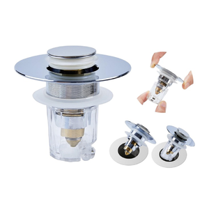 Tapón de <span class=keywords><strong>fregadero</strong></span> de baño multifuncional de 1,1 \ "1,6 \" <span class=keywords><strong>cesta</strong></span> cromada extraíble antiolor válvula anticucarachas Pop Drain - Product Image 1