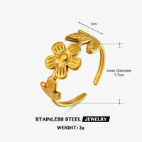 Anillo Floral Versátil y Elegante 2026, Anillos Flexibles Ajustables de Acero Inoxidable para Mujer, Joyería Fina Chapada en Oro de 18k TGJZ6078