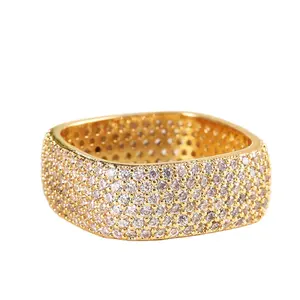 Hot selings 2019 vierkante mode bruiloft engagement 18 k 750 eenvoudige gouden sieraden ring zonder diamond