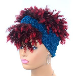 Perruques à bandeau bouclées crépues <span class=keywords><strong>pour</strong></span> femmes noires, boucles <span class=keywords><strong>afro</strong></span>, perruques blondes avec <span class=keywords><strong>foulard</strong></span>, perruque cosplay bouclée naturelle, <span class=keywords><strong>cheveux</strong></span> synthétiques - Product Image 3