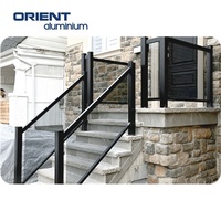 Aluminium monté sur le dessus du balcon extérieur, canal en U, verre trempé, balustrade sans cadre, matériel en verre Balustrades et mains courantes