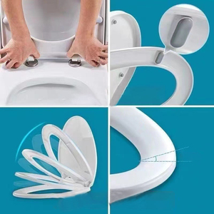 Couvre-siège de toilette en plastique PP blanc robuste, fermeture douce et silencieuse, couvercle <span class=keywords><strong>WC</strong></span> universel <span class=keywords><strong>pour</strong></span> hôtel moderne, appartement, projet - Product Image 4