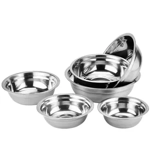 Utensile da cucina a buon mercato zuppa di metallo profondo bacino ciotola di riso varie dimensioni lavabo in acciaio inox ciotola per animali domestici ciotola per cani