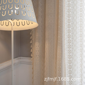 Cortina Pequeña Estilo Bohemio Retro Americano Bubaba, Diseño Transparente con Borlas y Huecos <span class=keywords><strong>para</strong></span> <span class=keywords><strong>Dormitorio</strong></span>, Sala <span class=keywords><strong>de</strong></span> Estar y <span class=keywords><strong>Ventanas</strong></span> - Product Image 3