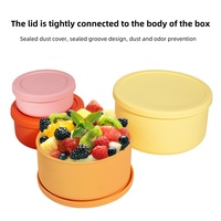 Four Congélateur Sûr Réutilisable Bento Boîte Restes De Stockage Étanche Rond Silicone Bol De Stockage Des Aliments Grand Déjeuner Conteneur Avec Couvercles
