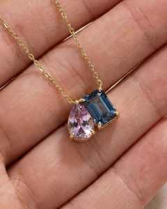 New Customised <b>Birthstone</b> Gemstone Pendant 14K Gold Link Chain Cute Engagement Wedding Dainty <b>Necklace</b> - Product Image 3