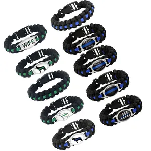 Geschenk für Polizisten Polizisten Mutter Frau Papa Schwester Bruder Tante Oma Sohn Hund Zurück die blaue grüne Linie Paracord Survival Bracelets