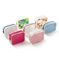 Pochette cosmétique transparente en PVC personnalisée, trousse de maquillage transparente, étui de toilette à fermeture éclair avec imprimé cartoon, organiseur de voyage