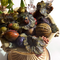 Table à manger ronde en verre décorative en bois sculpté de style français classique, table à manger de salle à manger avec 4 chaises