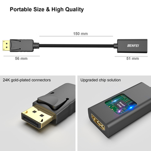 Adaptador BENFEI DisplayPort a <span class=keywords><strong>HDMI</strong></span>, 4K 30Hz Puerto de pantalla DP chapado en oro a adaptador <span class=keywords><strong>HDMI</strong></span> macho a hembra - Product Image 5