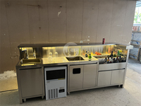 Comptoir de bar portable personnalisable en acier inoxydable avec plateau standard en mica noir – Station de bar à cocktails pour hôtels/restaurants