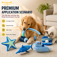 Ensemble cadeau pour chien avec jouets en forme d'animaux marins mignons, incluant un jouet à couiner et un jouet à renifler |   Jouet en peluche Ocean Snuffle, 5 pièces, pour cacher des friandises, jouets interactifs pour animaux de compagnie
