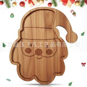 Yu Feifan Christmas Wooden Santa Tray Acacia Wood Cartoon Design For Party Snacks And <b>Cookies</b> - Product Image 2