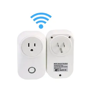 Soket stopkontak pintar dengan pengatur waktu Wi-Fi colokan Cerdas multi dengan lampu saklar, kompatibel dengan Alexa/Google Home/IFTTT