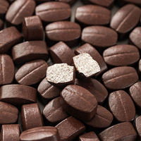 Bonbons durs en forme de grains de café en gros, bonbons à croquer au café, emballage personnalisé OEM, collation énergétique pour le bureau