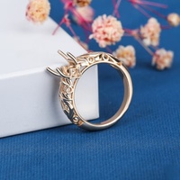 Maßgefertigter Massivgold-Halbfassungsring 14K 18K 10K Gelb- und Weißgold Leere Fassung für Diamant-Verlobungsring Großhandel Vintage