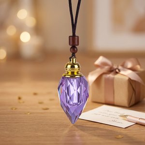 Pendentif Goutte d'Eau en Cristal Violet, Breloque Améthyste, Flacon Diffuseur d'Huiles Essentielles Portable - Product Image 4