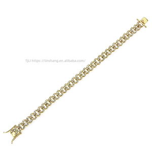 Shiny zircon men's and women's <b>Cuban</b> <b>chain</b> bracelet hip-hop environmentally friendly copper jewelry width 8mm - Product Image 5