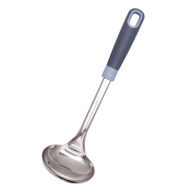 Hot Sale Stainless Steel Kitchen Utensils 430 Steel Soup Ladle With Silicone Handle Kitchenwarre