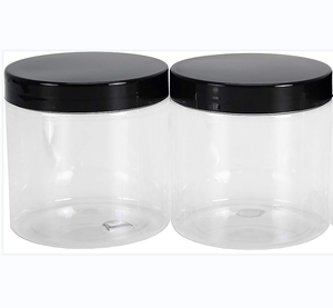 Barattolo vuoto in <span class=keywords><strong>plastica</strong></span> nera da 4 once con coperchi neri lisci - Product Image 3