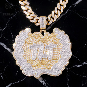 Pendentif initial en moissanite VVS certifiée GRA, serti 3D, style hip-hop, avec lettre personnalisée en diamant baguette, bijoux raffinés pour hommes - Product Image 1