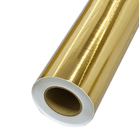 Vinilo Autoadhesivo PET Metálico Dorado Espejo, Rollo de Vinilo de Alto Brillo, Listo para Recortar, Resistente a la Decoloración, Ecológico, Resistente a la Intemperie, Comercial